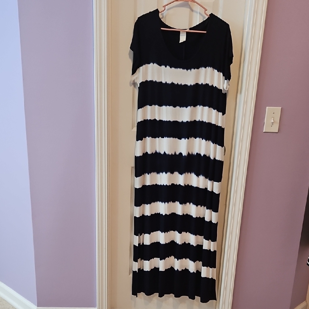 Blue and White Maxi Sundress